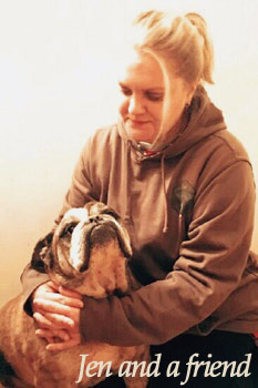 jen the groomer with a dog friend